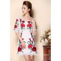 2016 New Middle Aged Women Fashion Dress Lady Dress printed flowers fashion Women dress